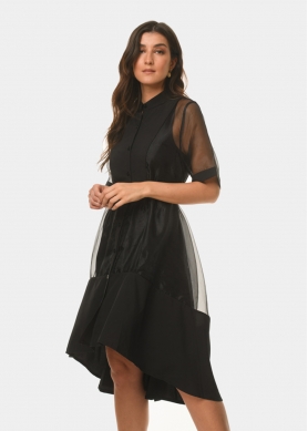 See-though black shirt-dress