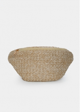 straw belt bag in beige 