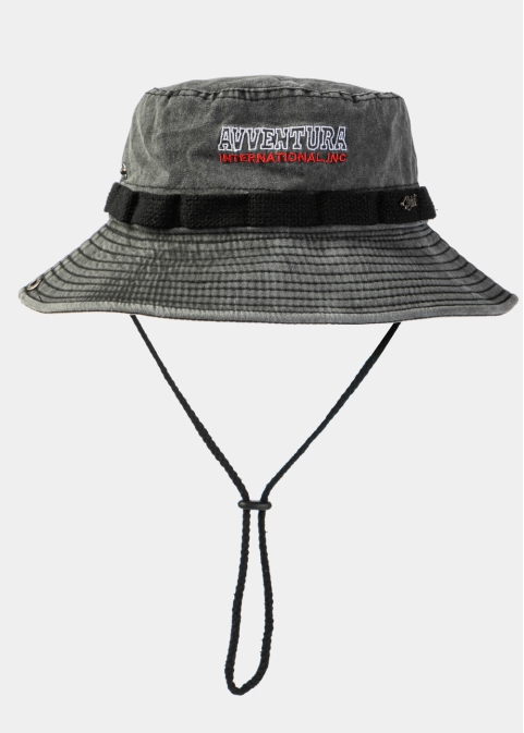 Black Washed Cotton Bucket Hat