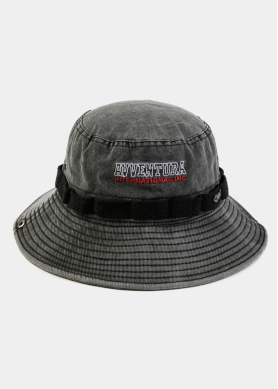 Black Washed Cotton Bucket Hat