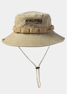 Beige Washed Cotton Bucket Hat