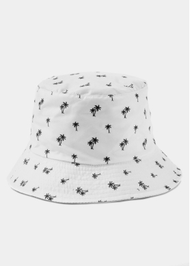 Double-Faced Bucket Hat Palm Trees Pattern & Green