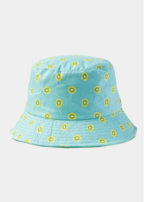 Double-Faced Bucket Hat Kiwi Pattern & Turquoise