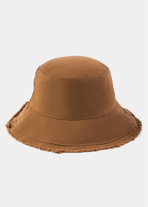  Brown Double-Faced Bucket Hat w/ Chin Strap