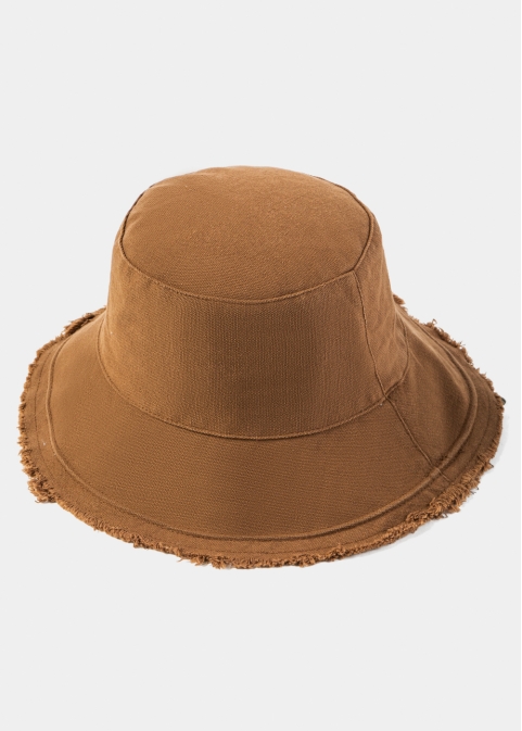  Brown Double-Faced Bucket Hat w/ Chin Strap