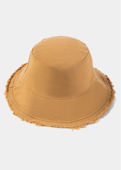 Camel Double-Faced Bucket Hat w/ Chin Strap