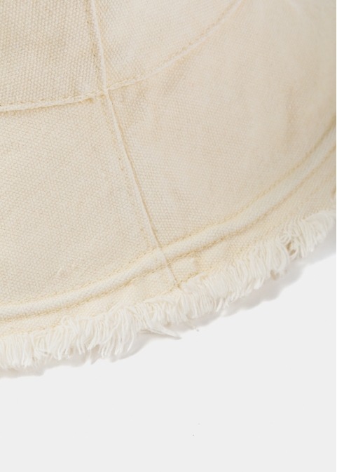 Cream Double-Faced Bucket Hat w/ Chin Strap