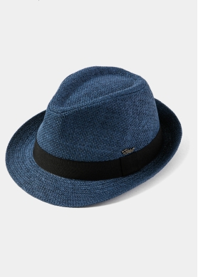 Navy Blue Fedora Hat w/ Black Hatband