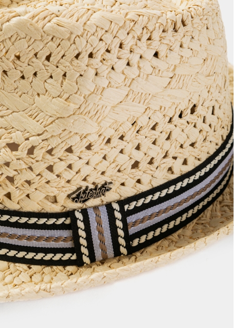 Beige Braided Fedora Hat