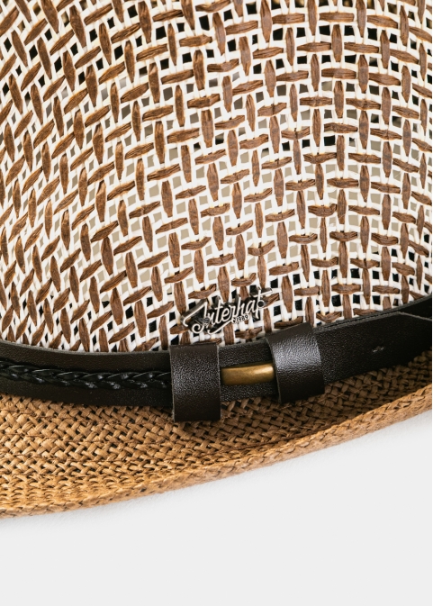 Brown Fedora Hat w/ Brown Leatherette Belt