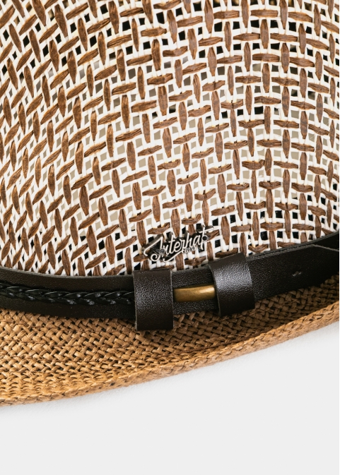 Brown Fedora Hat w/ Brown Leatherette Belt