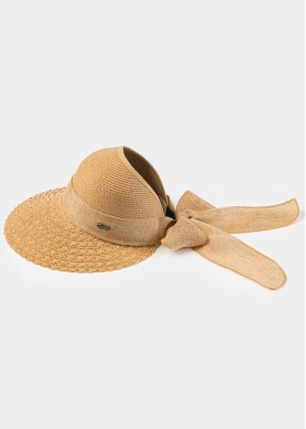 Back-Opened Brown Hat w/ Brown Ribbon