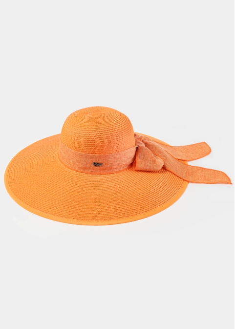 Orange Sun Hat w/ Ribbon in Tone