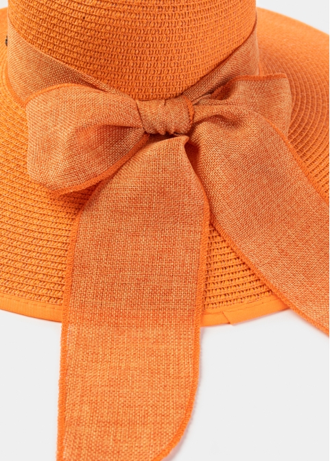 Orange Sun Hat w/ Ribbon in Tone
