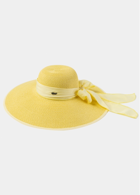 Yellow Sun Hat w/ Ribbon in Tone