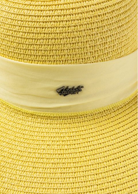 Yellow Sun Hat w/ Ribbon in Tone