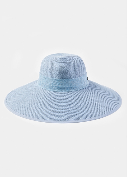 Azure Sun Hat w/ Ribbon in Tone