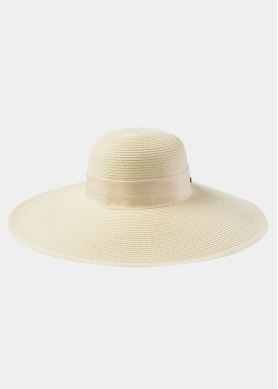 Cream Sun Hat w/ Ribbon in Tone