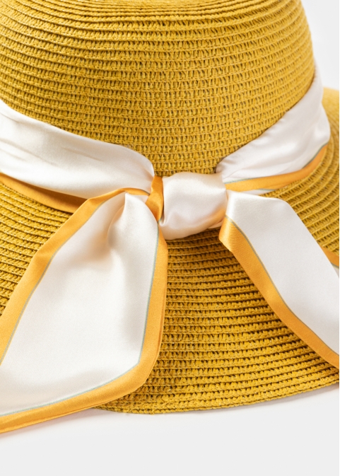 Mustard Hat w/ Satin Ribbon