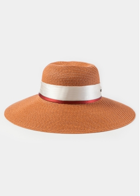 Dark Orange Hat w/ Satin Ribbon