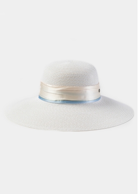 White Hat w/ Satin Ribbon