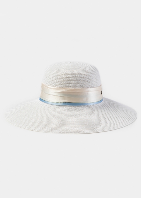 White Hat w/ Satin Ribbon