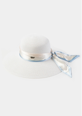 White Hat w/ Satin Ribbon