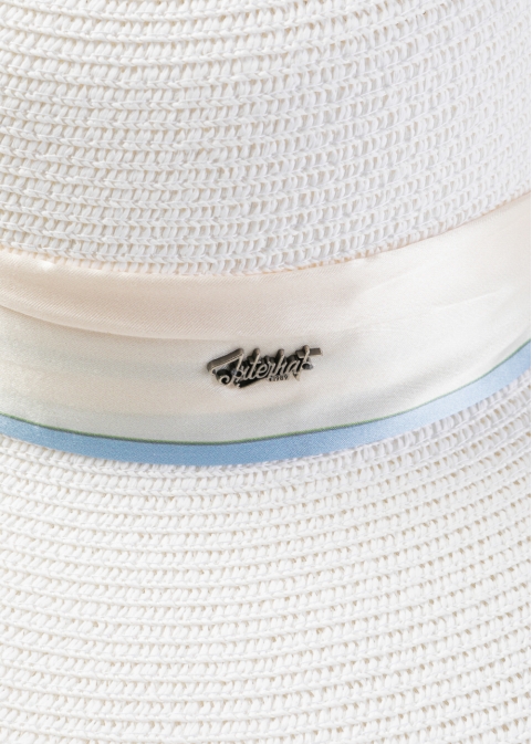 White Hat w/ Satin Ribbon