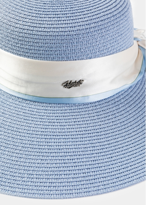 Light Blue Hat w/ Satin Ribbon