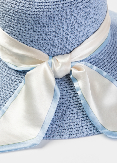 Light Blue Hat w/ Satin Ribbon