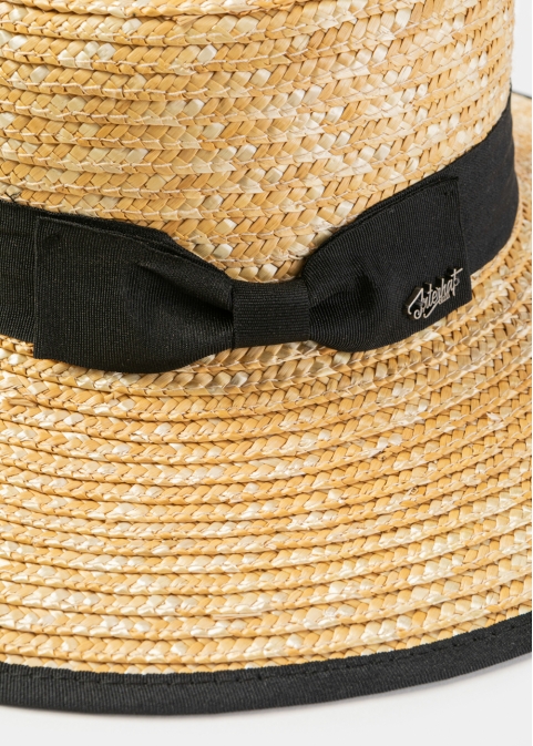 Natural Straw Hat w/ Black Details