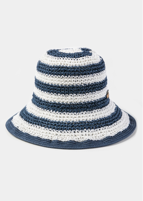 Navy blue & White Handmade Bucket Hat