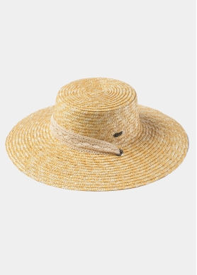 Natural Straw Hat w/ Laced Neck Tie Ribbon