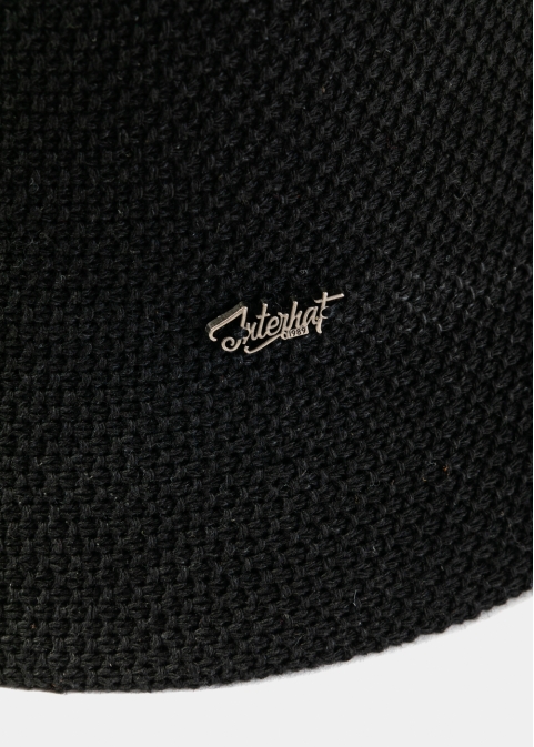 Black Knitted Bucket Style Hat