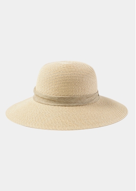 Beige Hat w/ Ribbon in Tone