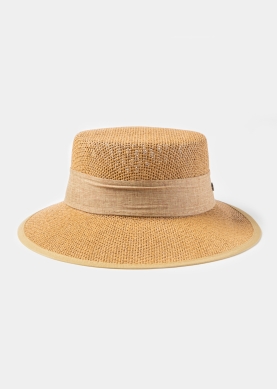 Brown Lady Hat w/ Ribbon in Tone