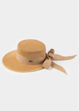 Brown Lady Hat w/ Ribbon in Tone