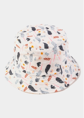 Pink Double Face Kids Bucket Hat w/ Swordfishes Pattern 