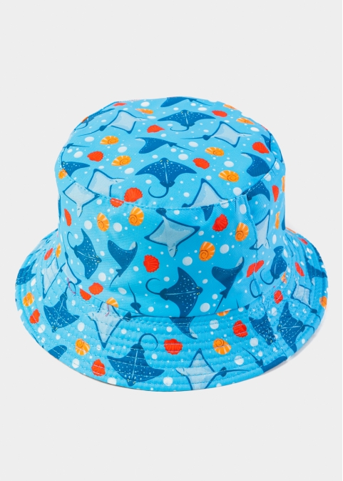 Blue Double Face Kids Bucket Hat w/ Rays Pattern 