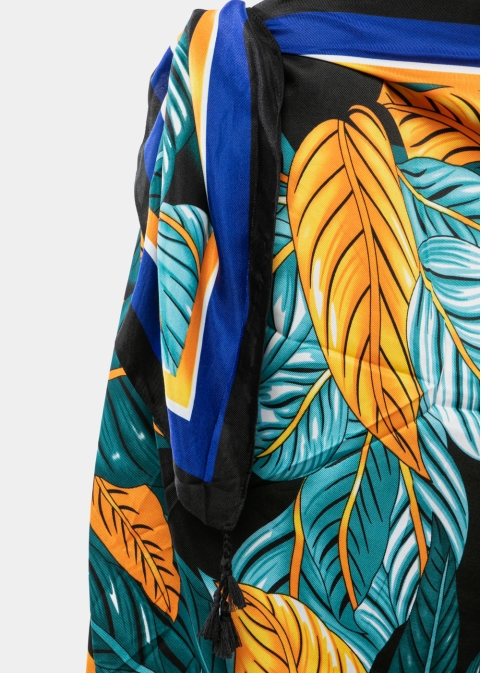 Multicolor pareo w/ big leaves print