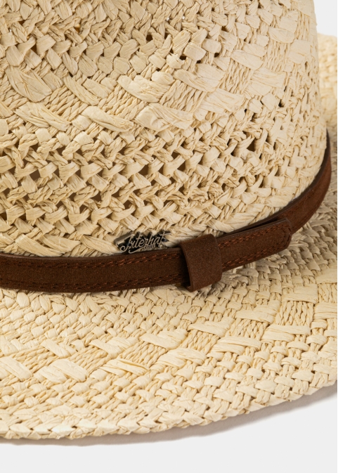 Beige Braided Panama Style Hat