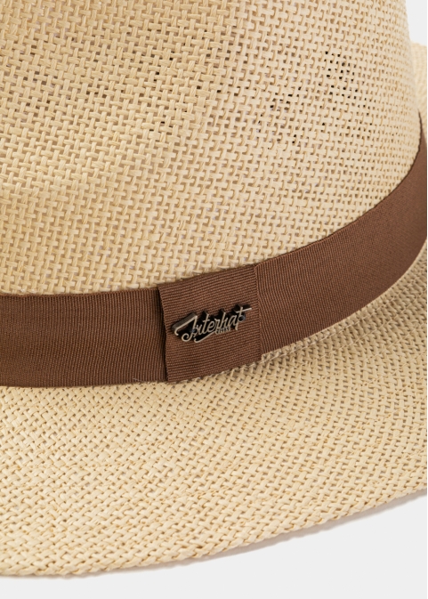 Beige Panama Style Hat w/ Brown Hatband