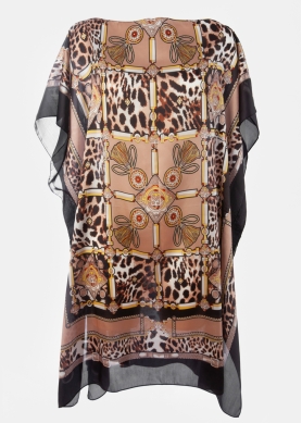 Butterfly Satin Dress w/ Leopard Pattern