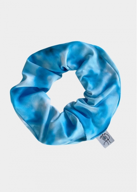 Tie Dye Shiny Scrunchie Blue