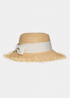 braided straw hat with metal detail