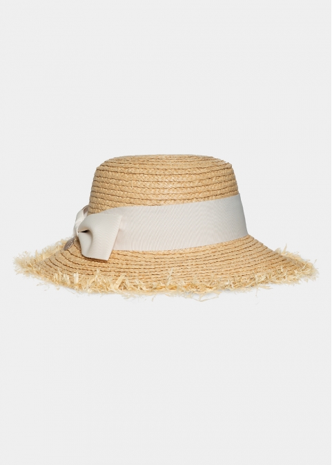 braided straw hat with metal detail