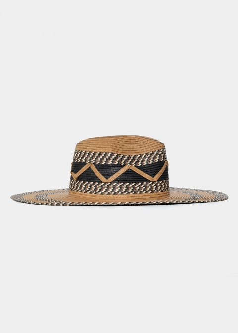 three color design straw hat 