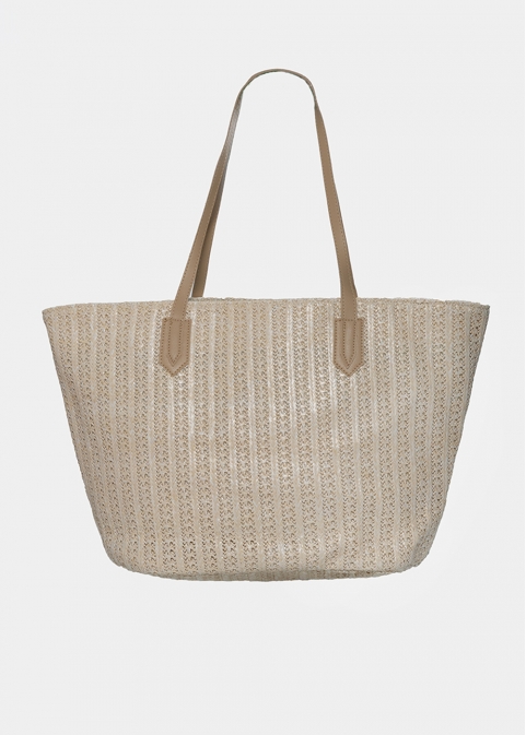 straw bag with azure print