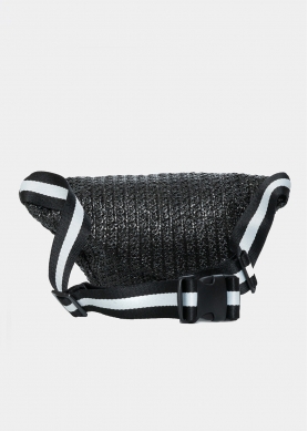 straw belt bag in black