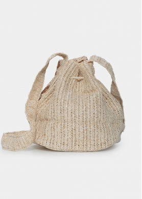 Straw pouch with brown design